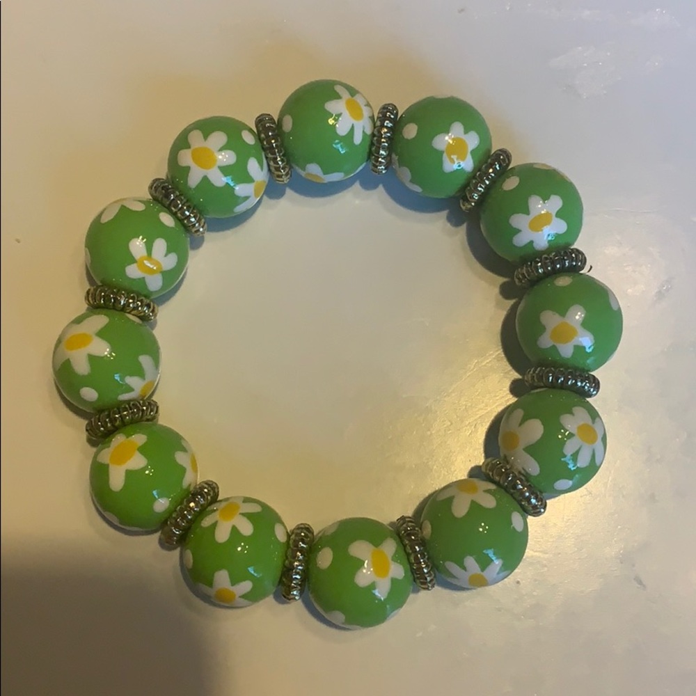 Angela Moore hand painted beaded bracelet